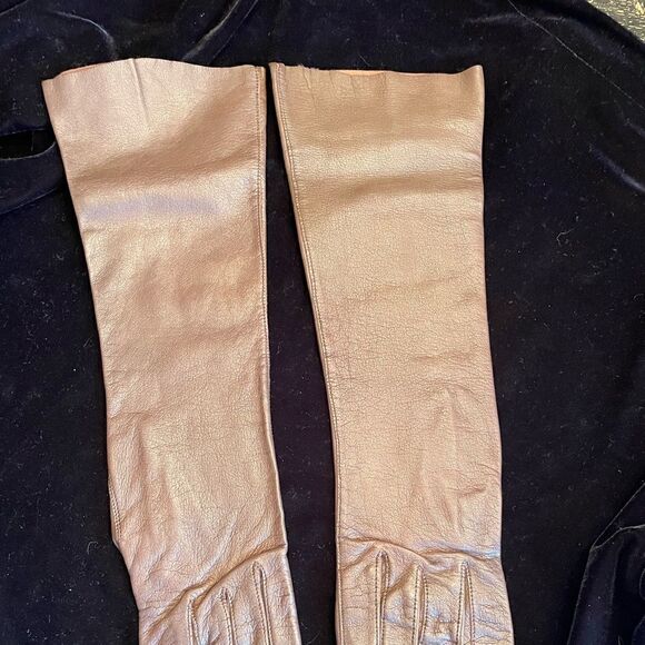 GLOVES By Superb Vintage 3/4 Length Brown Leather Gloves Size 6.5 - Picture 13 of 13